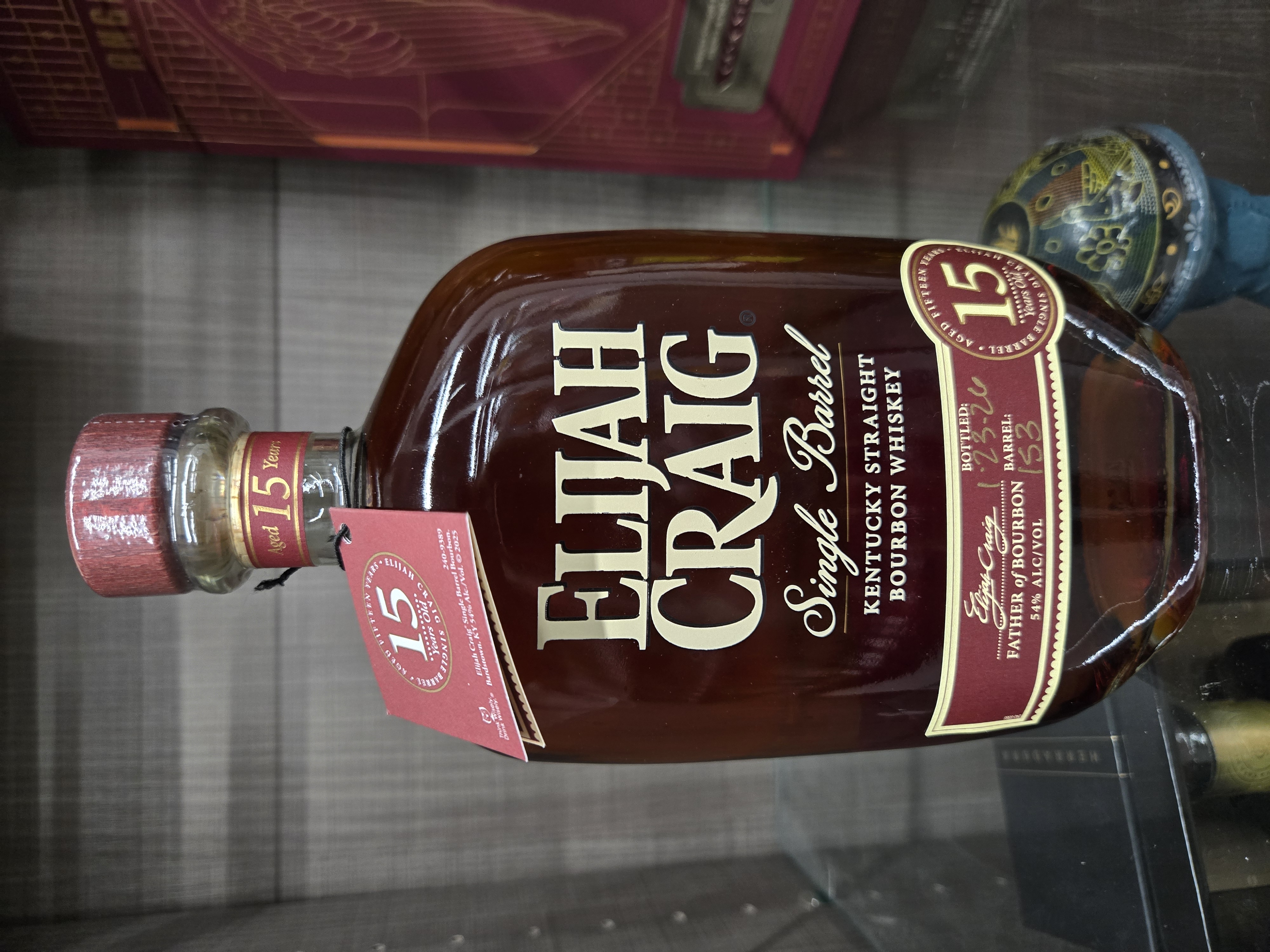 Elijah Craig Single Barrel 15 Years bourbon bottle at Five Star Liquor in Crown Point